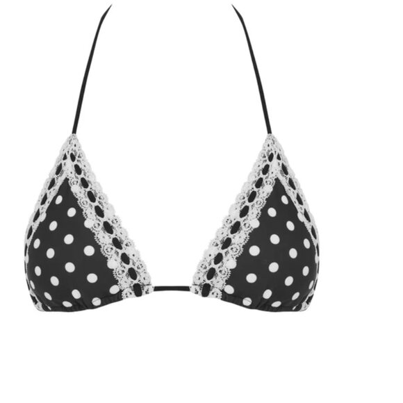 NWT With Jean Juni Bikini Top | Black / White Polka Dot XS - Picture 6 of 7